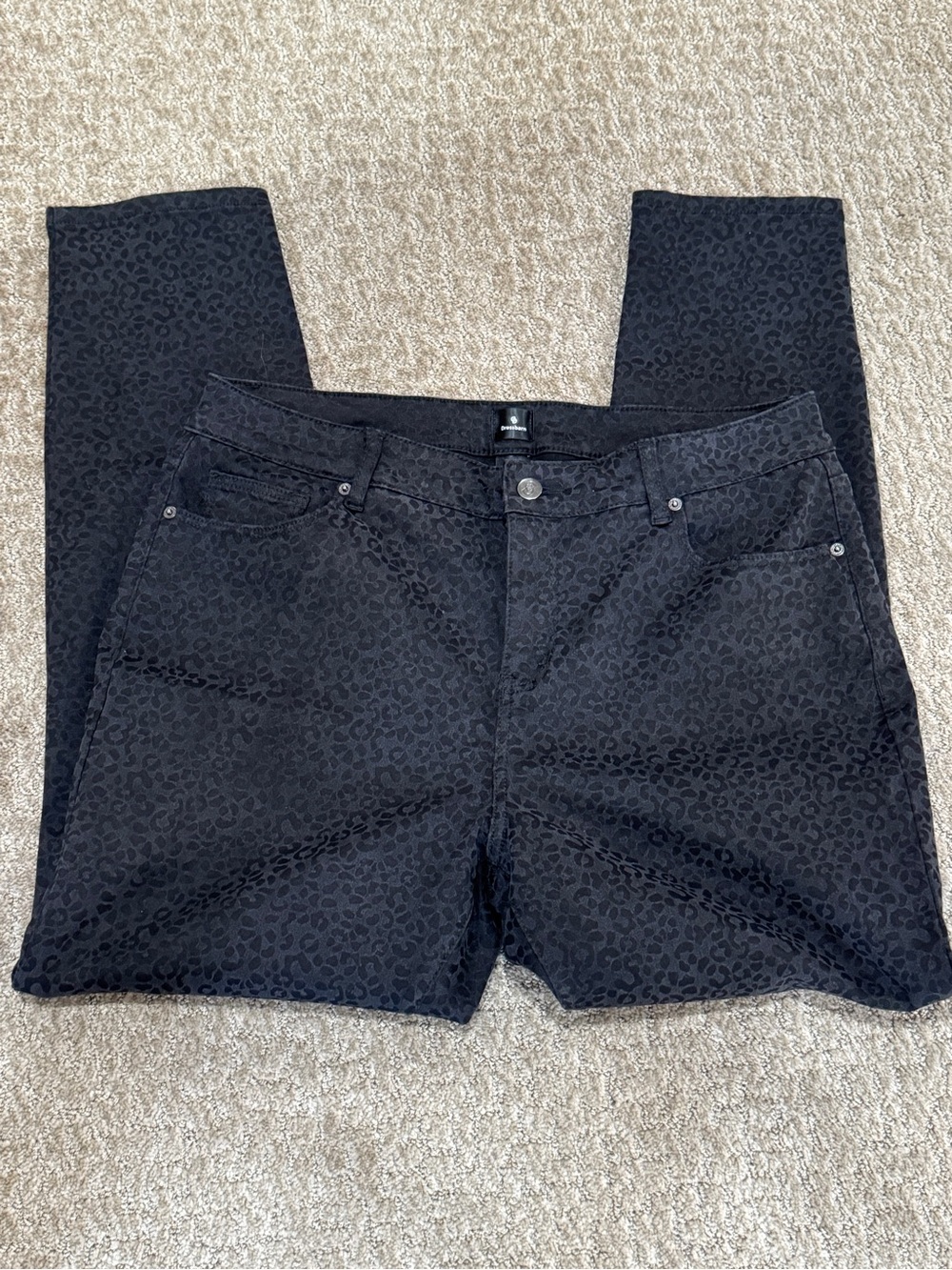 dressbarn Black Leopard-Print Jeans